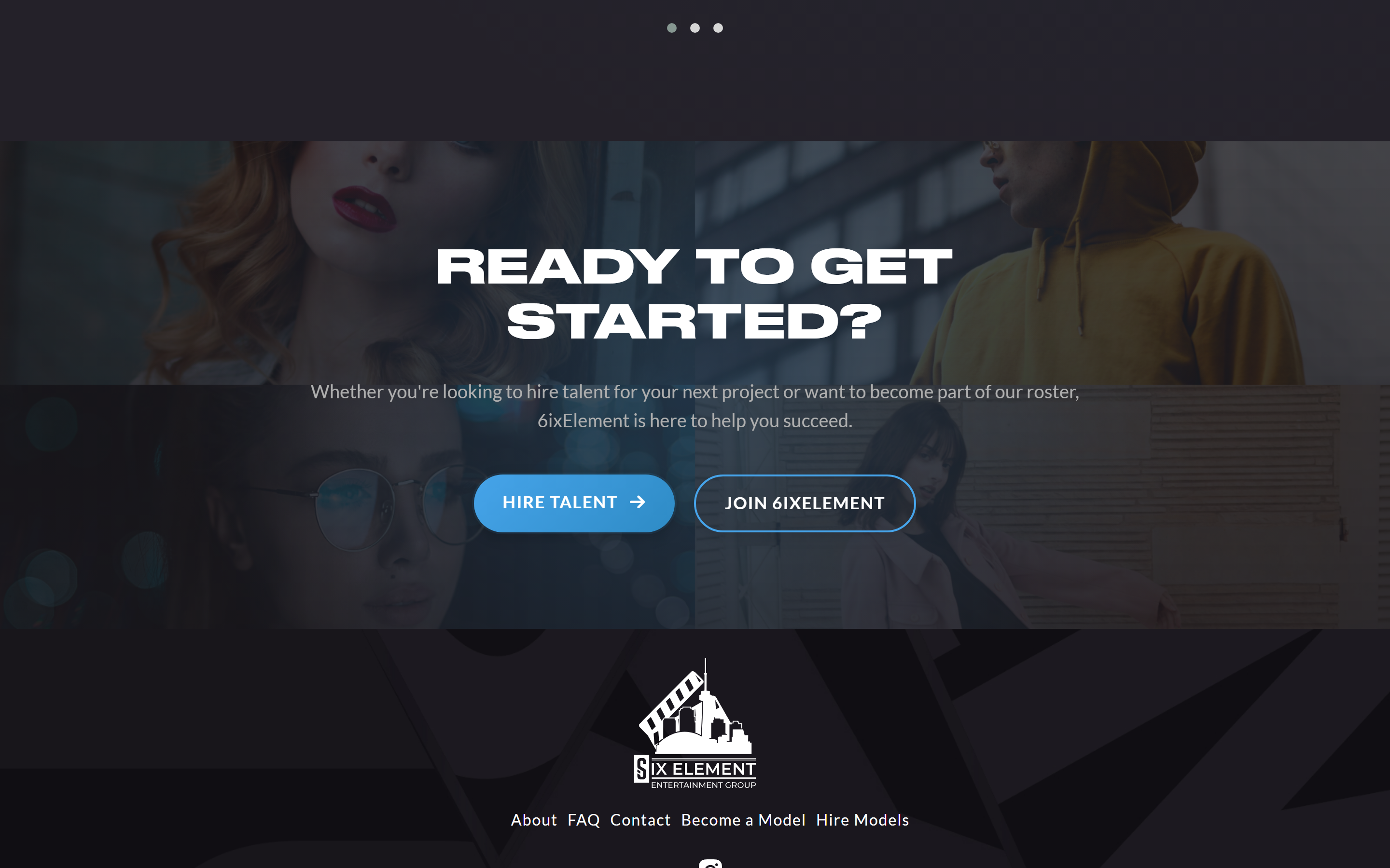 "Ready to get started" call-to-action banner over model photography collage
